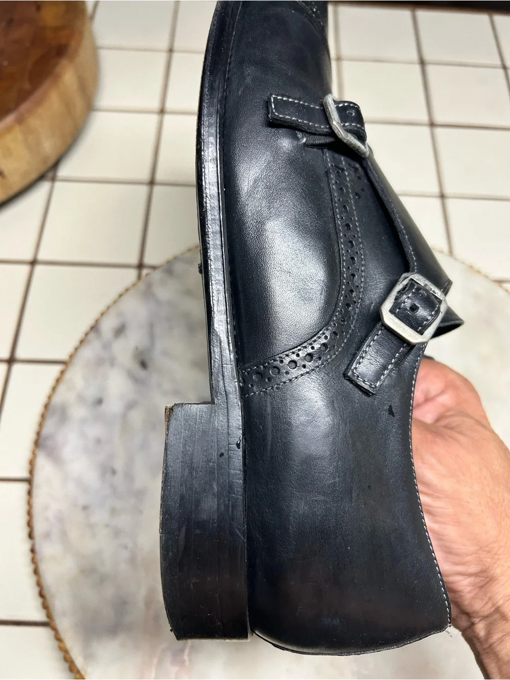 Gordon Rush Black Leather Double Monk Strap Dress Shoes